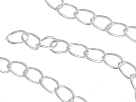 Łańcuszek metalowy splot lekko skręcony kolor srebrny oksydowany 5x3x0.8mm