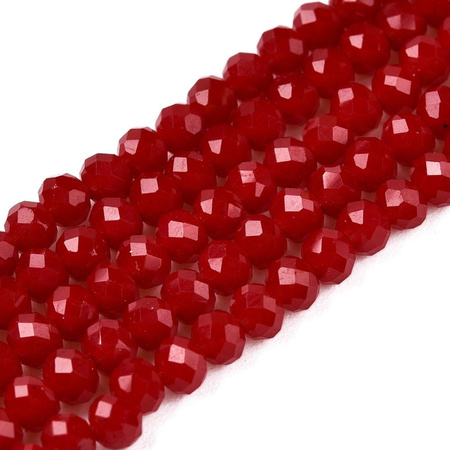 Koraliki Fasetowane Kryształki Szklane Rondelle Czerwony 3.8x3mm