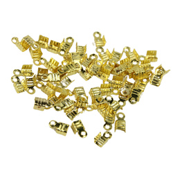 Końcówki Zaciski 6x4mm Końcówka Uchwyt do Sznurka Linki Zgniatany Złoty