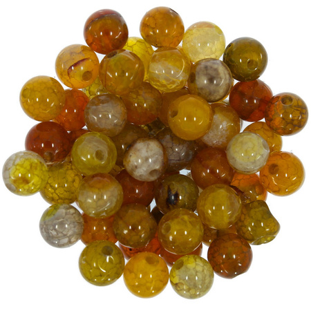 Agat Ognisty Crackle Olive Kamień Jubilerski gładki kula 6mm 