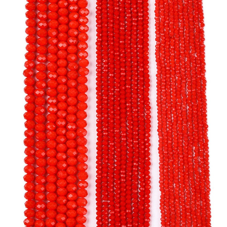 Koraliki Fasetowane Kryształki Szklane Rondelle Czerwony 2.7x1.5mm