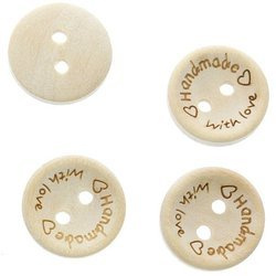 Guziki dekoracyjne drewniane Hand Made with love 15mm