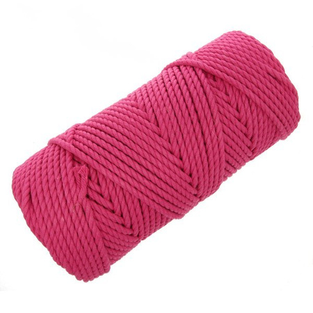 Sznurek bawełniany skręcany linka do makramy różany 3PLY 5mm