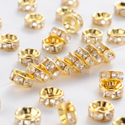 Przekładki z Cyrkoniami Rondelle z Kryształkami Złoty Crystal 8mm