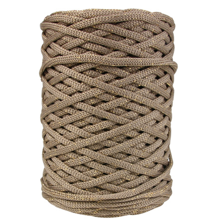 Mia Mote™ ByBag Line Lurex Sznurek Poliestrowy płaski bez rdzenia Beżowy ze złotą nitką 5mm