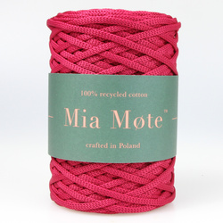 Sznurek poliestrowy płaski 5 mm bez rdzenia – do torebek i makramy, Malinowy | Raspberry Ruby | Mia Mote™ ByBag