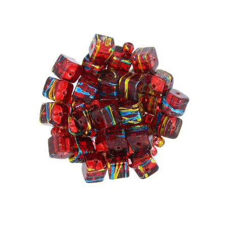 Koraliki Szklane kostki malowane bordowy 8x8mm 