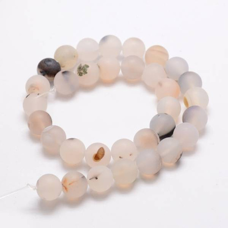 Agat Frosted Old Lace Kamień Jubilerski gładki kula 6mm