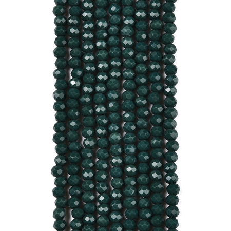 Koraliki Fasetowane Kryształki Szklane Rondelle Butelkowa zieleń 3.8x3mm