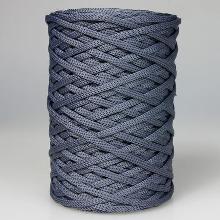 Sznurek poliestrowy płaski 5 mm bez rdzenia – do torebek i makramy, Srebrny Stalowy | Smok Quartz | Mia Mote™ ByBag