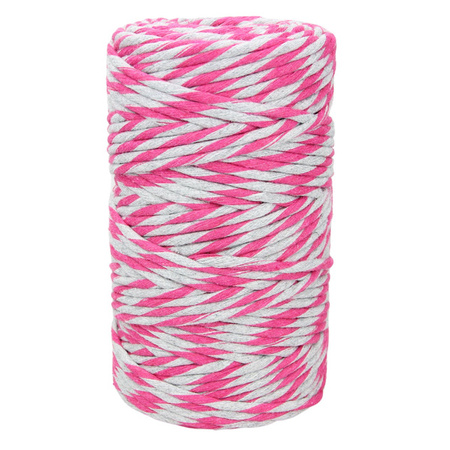 Mia Mote™ Classic Line Sznurek bawełniany skręcany do makramy 5mm radiant orchid + basalt grit