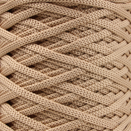 Sznurek poliestrowy płaski 5 mm bez rdzenia – do torebek i makramy, Karmelowy | Aragonite | Mia Mote™ ByBag