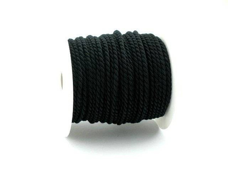 Sznurek sznur ozdobny skręcany wiskozowy czarny 3.2mm