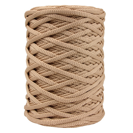 Sznurek poliestrowy płaski 5 mm bez rdzenia – do torebek i makramy, Karmelowy | Aragonite | Mia Mote™ ByBag