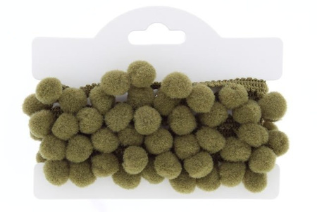 Taśma dekoracyjna z pomponami 20mm Pompon oliwka 10mm