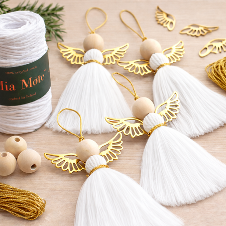 Zestaw do Makramy DIY na Aniołki Anioły Sznurek Biały i Skrzydła