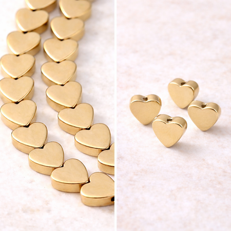 Kamień Jubilerski Hematyt Non-Magnetic Golden Serce 6x6x2mm