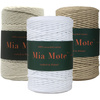 Mia Mote™ Zestaw sznurków do makramy – 3x50 m – Sznurek Bawełniany Skręcany 5 mm – Zestaw Naturalny Chalk/Limestone/Moonstone