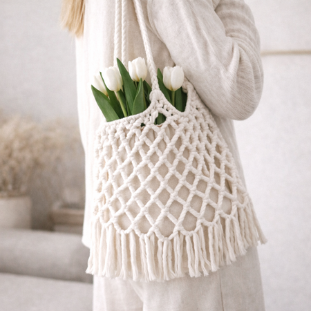 Mia Mote™ Classic Line Sznurek bawełniany skręcany do makramy 3mm chalk