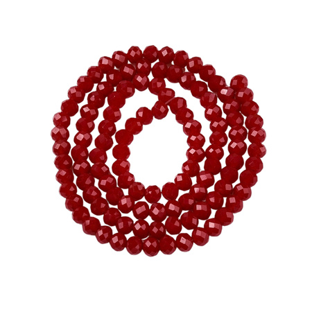 Koraliki Fasetowane Kryształki Szklane Rondelle Czerwony 3.8x3mm