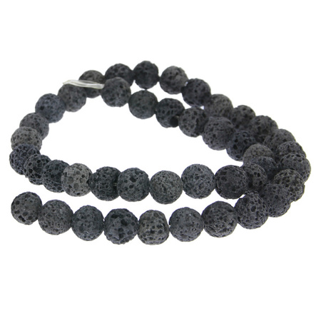 Kamień Jubilerski Lawa Wulkaniczna Kula Surowa Nieprasowana 8mm Czarny