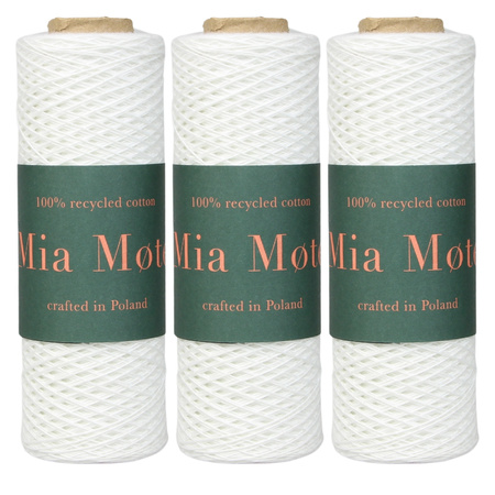 Mia Mote™ / Kordonek / do szydełkowania / Biały White / 3 x 100g