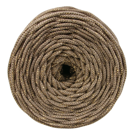 Mia Mote™ ByBag Line Lurex Sznurek Poliestrowy płaski bez rdzenia Beżowy ze złotą nitką 5mm