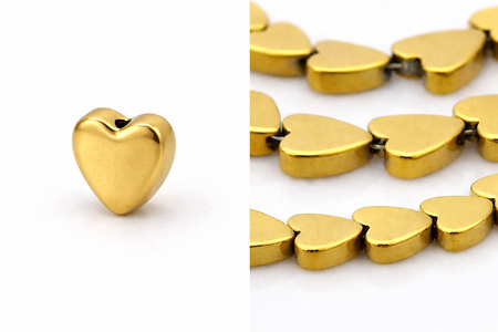 Kamień Jubilerski Hematyt Non-Magnetic Old Gold Serduszko 6x6mm