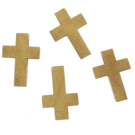 Krzyż Krzyżyk Drewniany do różańca zawieszka naturalny 22mm ~10szt