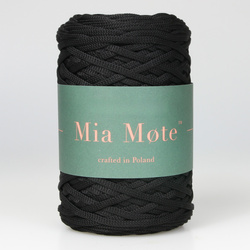 Sznurek poliestrowy płaski 5 mm bez rdzenia – do torebek i makramy, Czarny | Shungite | Mia Mote™ ByBag