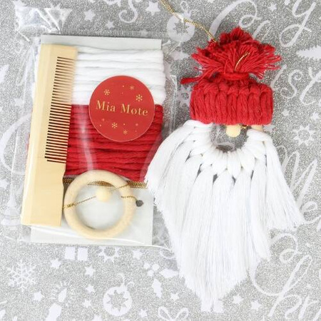 Eko prezent zestaw świąteczny do makramy dla początkujących mikołaj czerwony