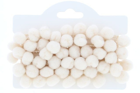 Taśma dekoracyjna z pomponami 20mm Pompon kość słoniowa 10mm