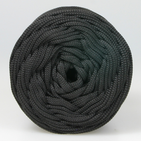 Sznurek poliestrowy płaski 5 mm bez rdzenia – do torebek i makramy, Czarny | Shungite | Mia Mote™ ByBag