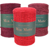Mia Mote™ Zestaw sznurków do makramy – 3x50 m – Sznurek Bawełniany Skręcany 5 mm – Zestaw Czerwieni Ruby/Garnet/Krokoit