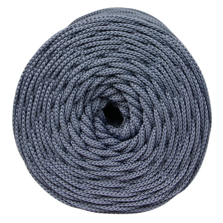 Sznurek poliestrowy płaski 5 mm bez rdzenia – do torebek i makramy, Srebrny Stalowy | Smok Quartz | Mia Mote™ ByBag