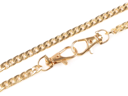 Łańcuszek metalowy z karabińczykami pasek do torebki złoty 6mm 120cm