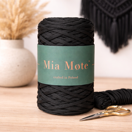 Mia Mote™ ByBag Line Sznurek Poliestrowy płaski bez rdzenia czarny 5mm