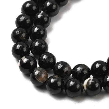 Turmalin Czarny z przerostami - kamień ochrony i stabilizacji - Kula Gładka Koraliki 6mm