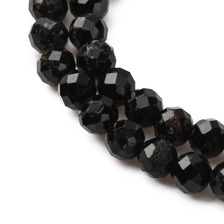 Turmalin Czarny - kamień ochrony i stabilizacji - Kula Fasetowany Koraliki 4mm
