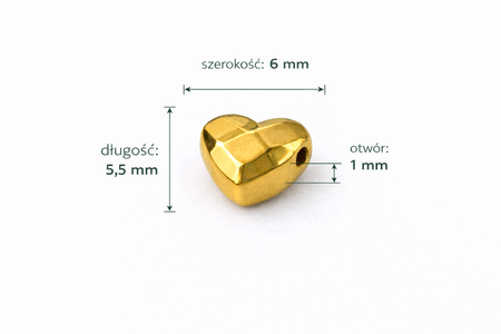 Kamień Jubilerski Hematyt Non-Magnetic Old Gold Serduszko Fasetowane 6x5.5x3mm
