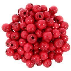 Koraliki Drewniane Naturalne Malowane Czerwony 10mm