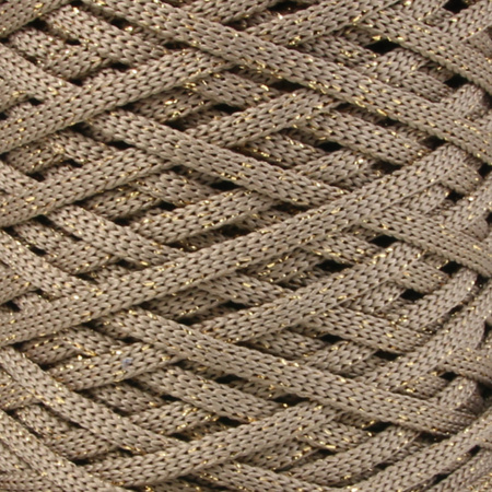 Mia Mote™ ByBag Line Lurex Sznurek Poliestrowy płaski bez rdzenia Beżowy ze złotą nitką 5mm