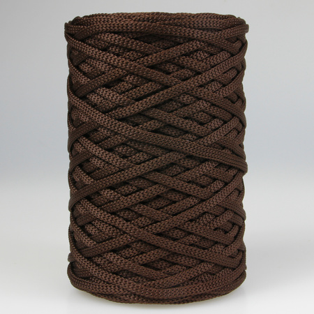 Sznurek poliestrowy płaski 5 mm bez rdzenia – do torebek i makramy, Brązowy Czekolada | Zirconium | Mia Mote™ ByBag
