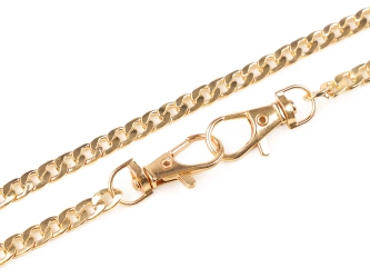 Łańcuszek metalowy z karabińczykami pasek do torebki złoty 6mm 120cm
