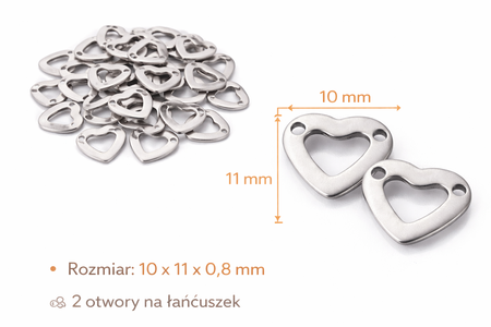 Zawieszka Celebrytka do łańcuszka Stal Chirurgiczna Serce 10x11x0.8mm