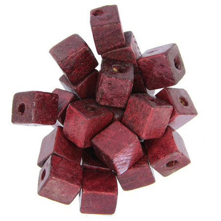 Koraliki Drewniane Drewno Kostka bordo 12x12mm