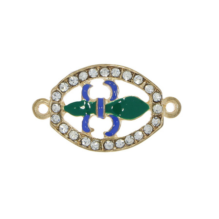 Łącznik przekładka do bransoletek naszyjnika z cyrkoniami harcerz niebieski 33x20mm