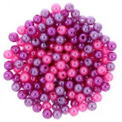 Perły Perełki Koraliki Akrylowe fuksja różany różowy 6mm