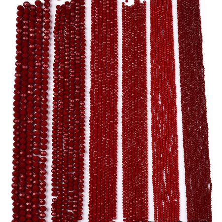 Koraliki Fasetowane Kryształki Szklane Rondelle Czerwony 3.8x3mm