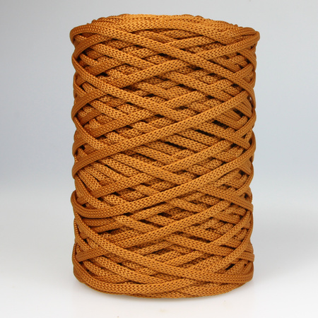 Sznurek poliestrowy płaski 5 mm bez rdzenia – do torebek i makramy, Bursztynowy | Amber | Mia Mote™ ByBag